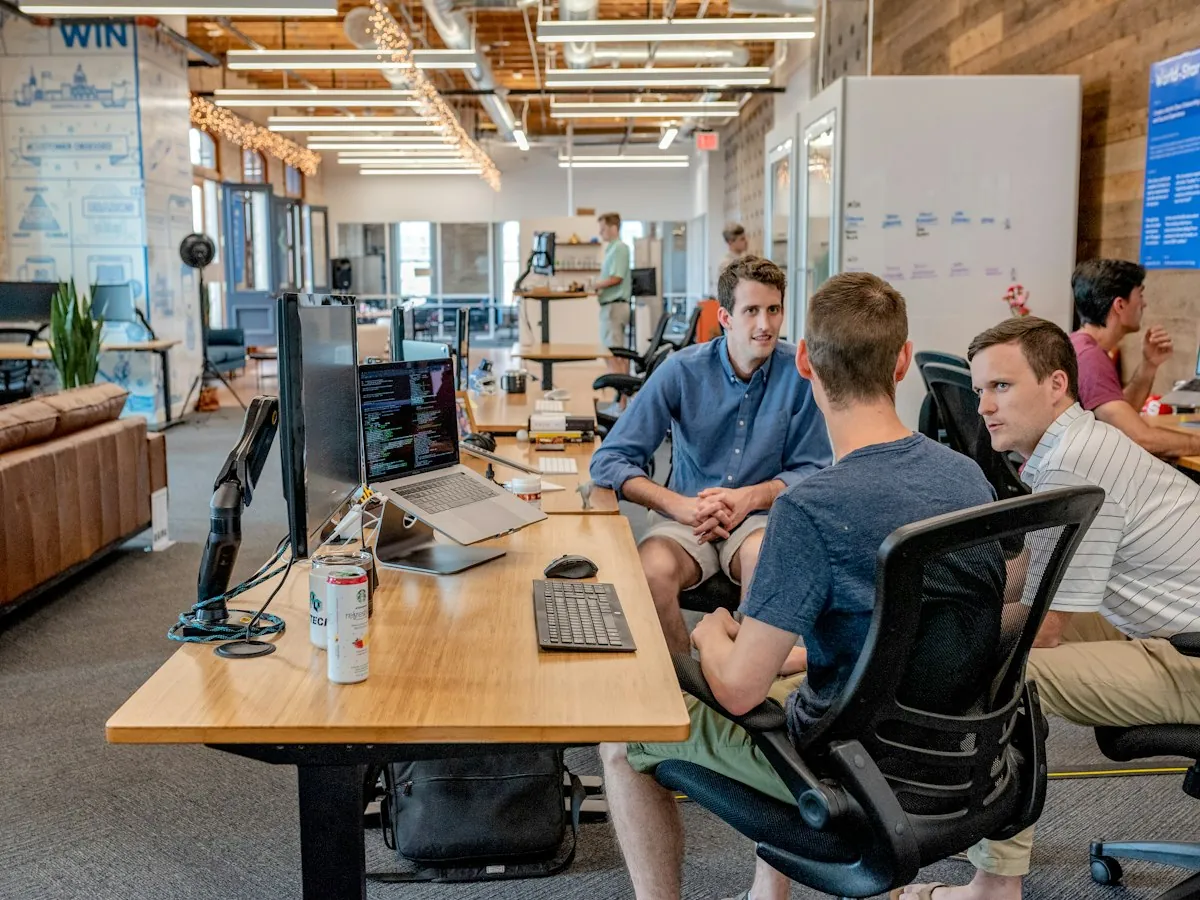 Colleagues planning work together in a meeting